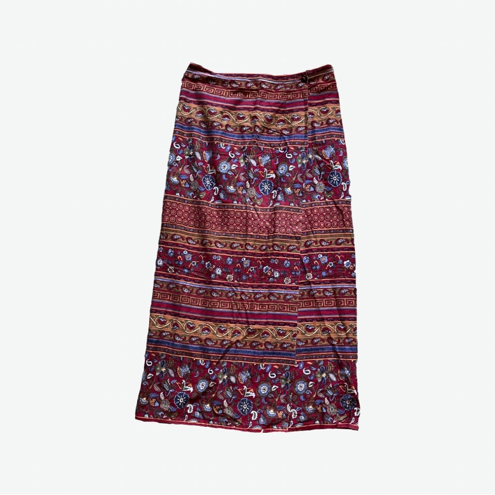 gorgeous multicolor wrap maxi vintage boho/hippie skirt